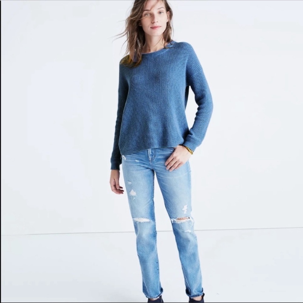 MADEWELL sweater size S blue convertible turtleneck cotton blend - Picture 3 of 10